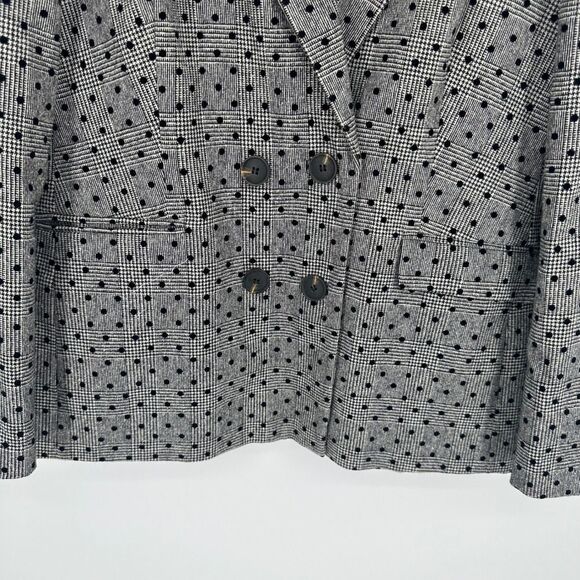 Boden blazer womens 12 black white plaid polka dot fawcett wool work office - Picture 4 of 9